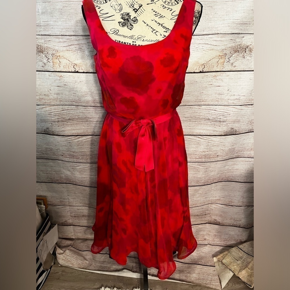 Vintage Saks Fifth Avenue Cocktail Dress Chiffon Sleeveless ILGWU Bow Flouncy